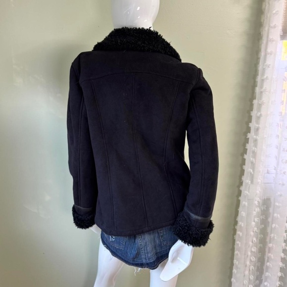 🖤 Gallery Black Faux Suede Sherpa-Lined Jacket – Size M - Picture 5 of 7